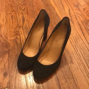 J Crew Etta black suede heels